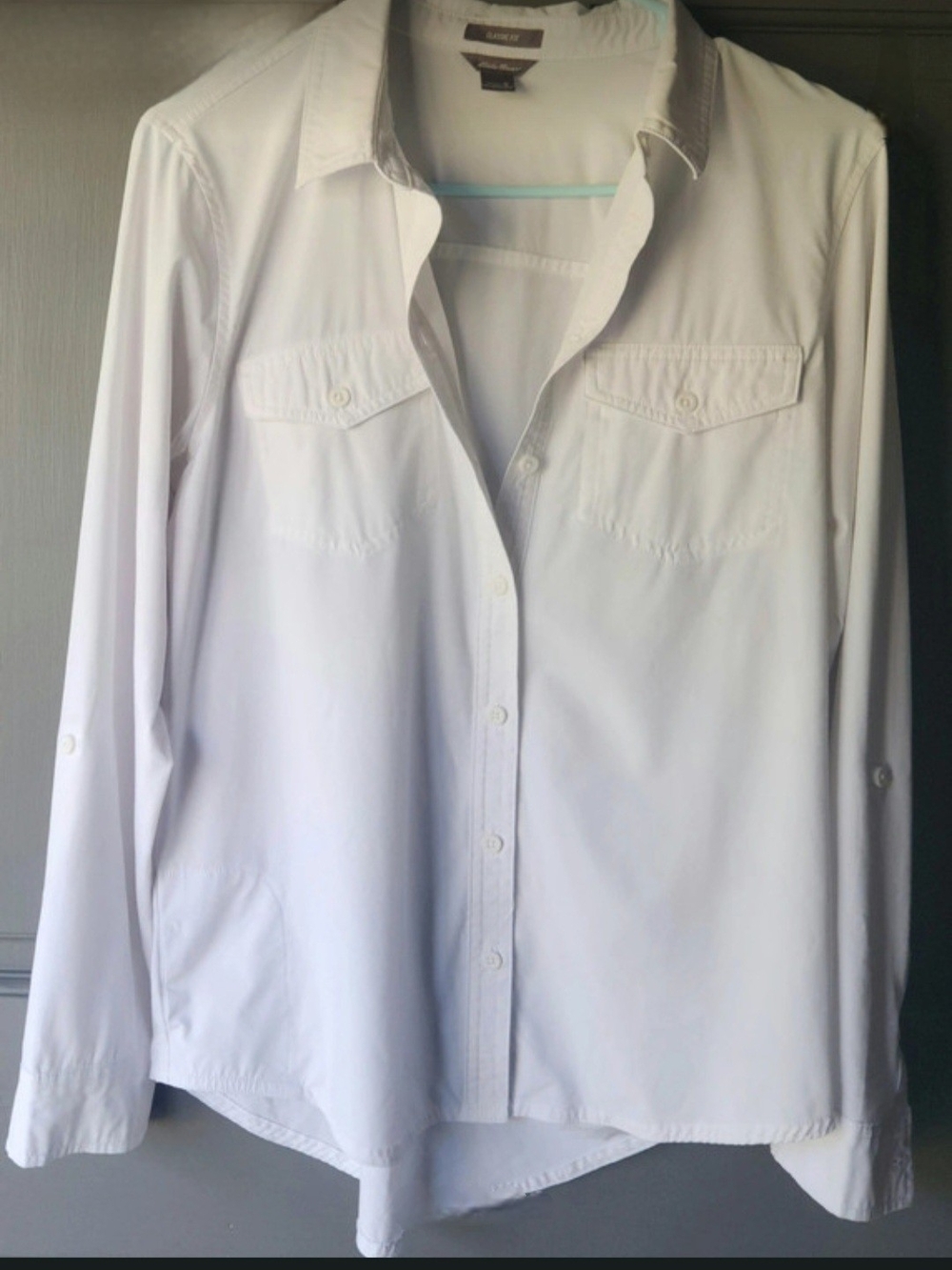 Eddie Bauer Womens White Long Sleeve Button Up Shirt Size S